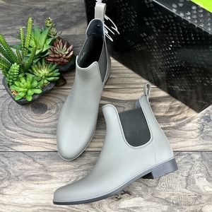 NIB Sam Edelman Tinsley Chelsea Rain Boots Bootie Grey Matte Rubber